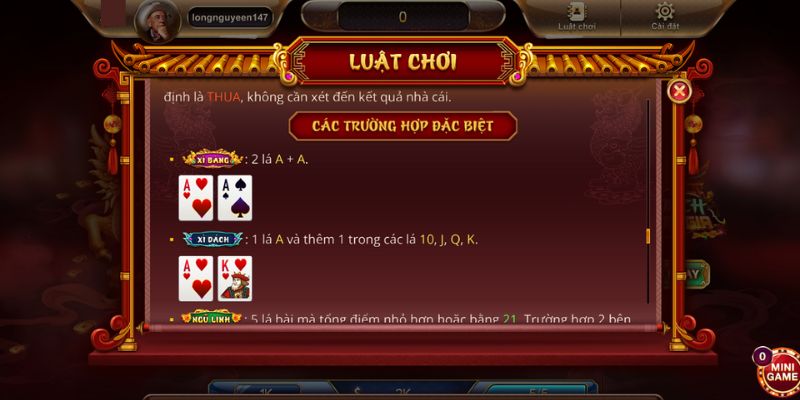 Quy định chơi game Xì Dách Hoàng Gia chi tiết